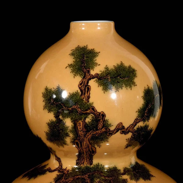 37CM Qianlong Signed Old Chinese Colour Enamel Vase W/cock N3324