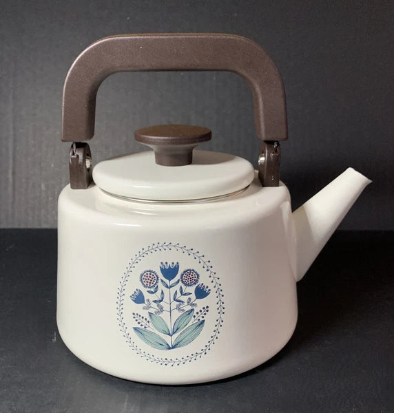 Tea Kettle Enamel Metal Prints and Textiles Flowers Jen Hewett World Market