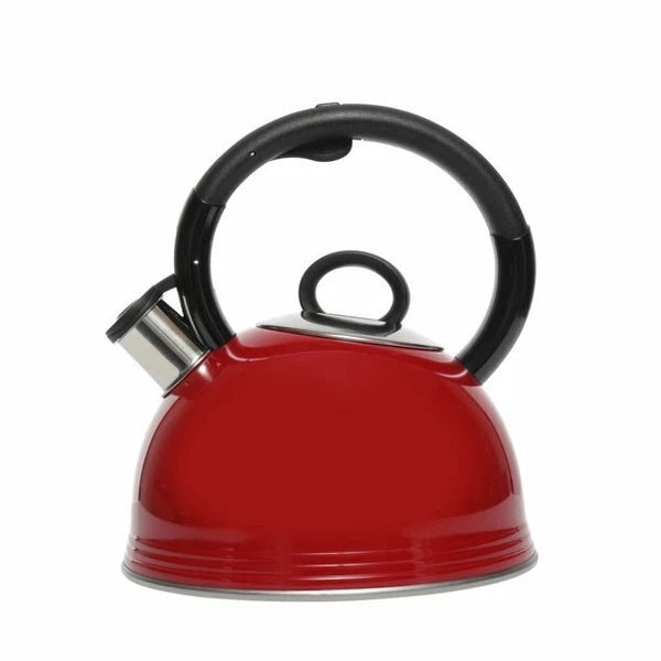 COPCO 2 QT Whistling Tea Pot Kettle Rich Cherry Red Enamel on Steel