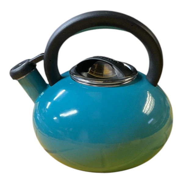 Circulon Enamel on Steel 2 Quart Whistling Teakettle Teal Turquoise Blue