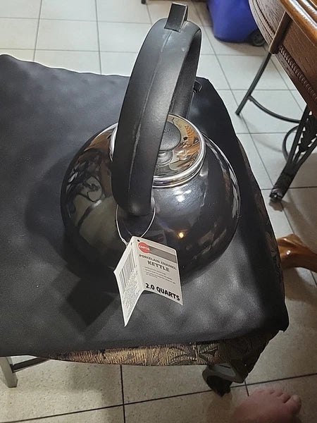NWT Copco Black Porcelain Enamel On Steel Whistling Tea Kettle 2 Qt New