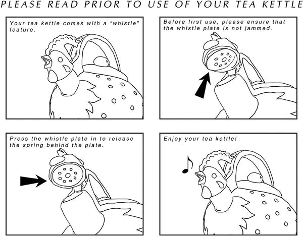 Enameled Zebra Whistling Tea Kettle, 2.3 quarts, Black/White