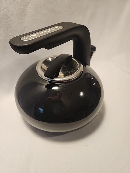 KitchenAid 2 Quart Whistling Kettle, Whistling Teapot, Black Enamel