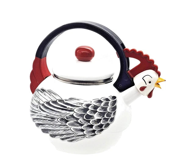 VTG M. Kamenstein Chicken Enamel Tea kettle Pot " Distressed For Display Only"