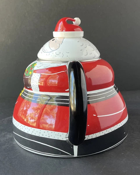 Roshco Enamel 3 Quart Santa Clause Whistling Teapot Kettle w/ Box