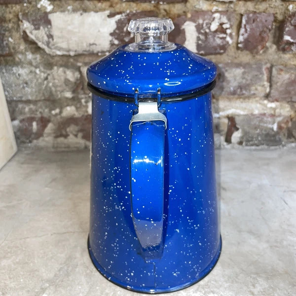Enamelware Graniteware Blue Speckled Coffee Pot Cooking Camping Teapot