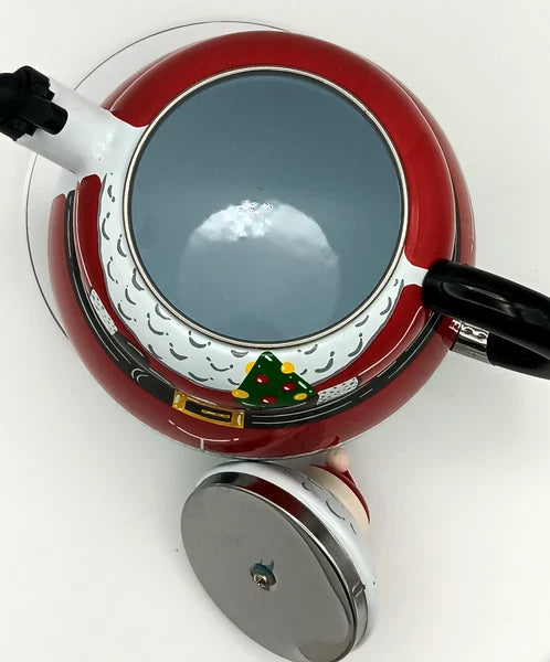 ROSCHO Santa Claus Enamel Whistling Tea Kettle Holiday 3 Quart - NEW
