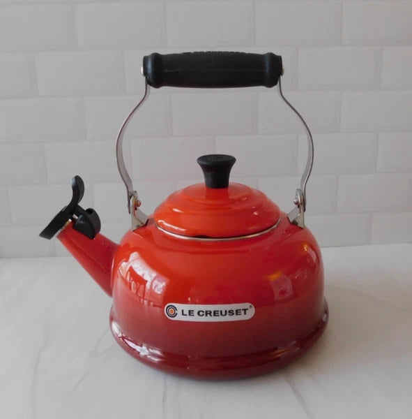 Le Creuset Enamel on Steel 1.7 Quart Whistling Tea Kettle in Cerise - New