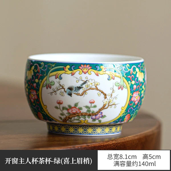 Dehua mutton Fat Jade Porcelain Teacup Enamel Ceramic Tea Set