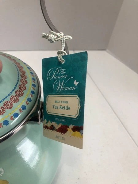 Pioneer Woman ~ Breezy Blossom ~ 1.9-Quart Tea Kettle ~ Enamel on Steel ~ Floral