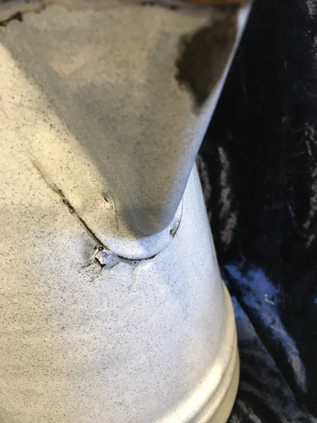 Vintage very Light Gray Blue White Speckle Graniteware Enamel Coffee Tea Pot 10"