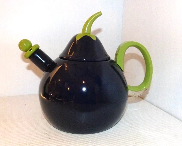 Vintage Copco Eggplant Enamel Whistling Tea Kettle  Beautiful Condition
