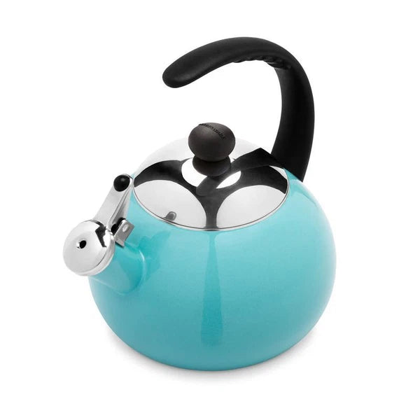 Induction Safe Enamel Tea Kettle Whistling Handle Durable Stainless Steel Design