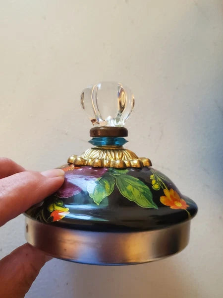 Mackenzie-Childs Black Flower Market Teapot Halloween Autumn Fall 3 QT Quart