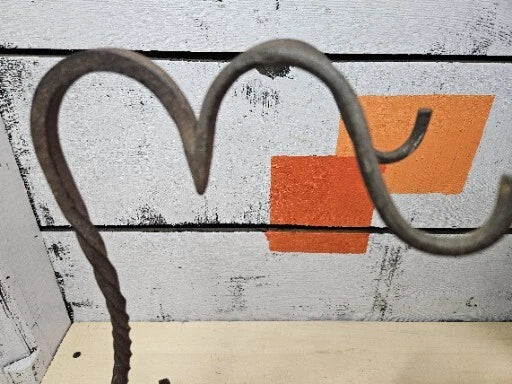 Vintage Enamel Folk Art Tea Pot With Cast Iron Stand