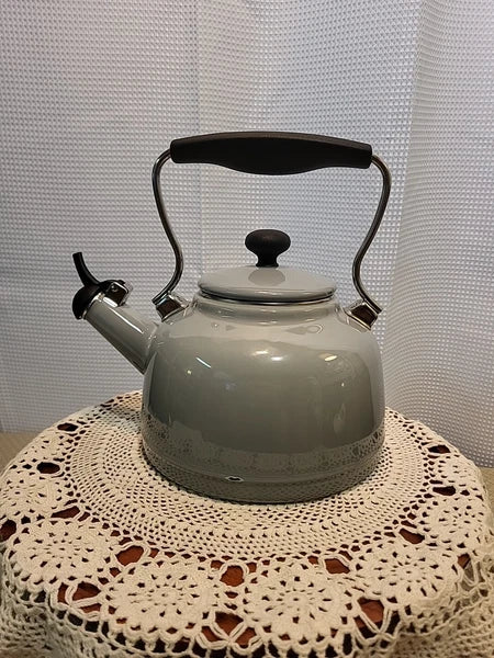 Tea Kettle Chantal Enamel On Steel Splatter Gray 1.7 Qt Whistling