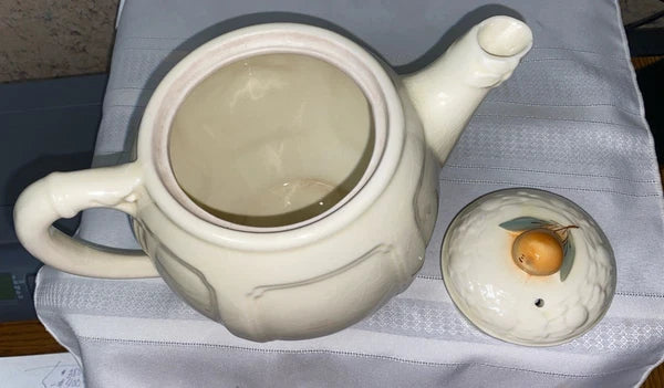 Vintage Porcelier Vitreous Tea Pot Pink Rose Pear On  Lid - 1930-1940's