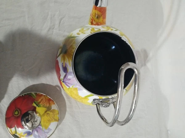 The Pioneer Woman Enamel Tea Kettle Floral Summer Garden Spring Flower Retired