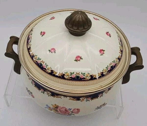 VTG 1960's Asta Fissler Enamelware 7 Piece Set Lidded Terrine Kettle Warmer Tray