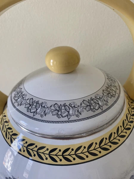 Rare Vintage Villeroy & Boch Audun Ferme Enamel Tea Kettle Teapot AS IS