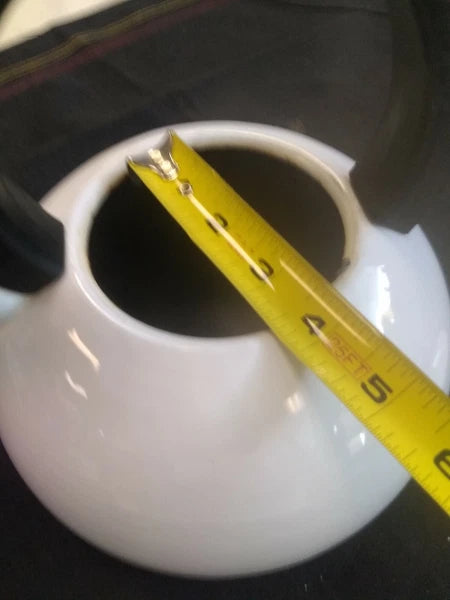 Vintage Copco Enamel Coated  White Tea Kettle Black Handle