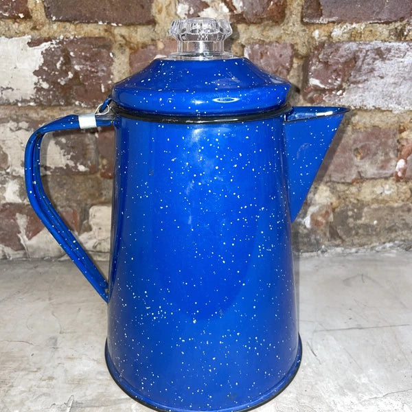 Enamelware Graniteware Blue Speckled Coffee Pot Cooking Camping Teapot